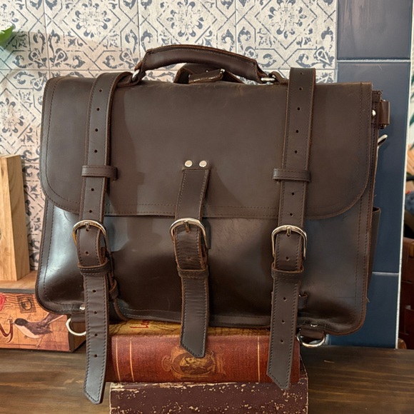 Elegant Dark Brown Leather Briefcase for Men